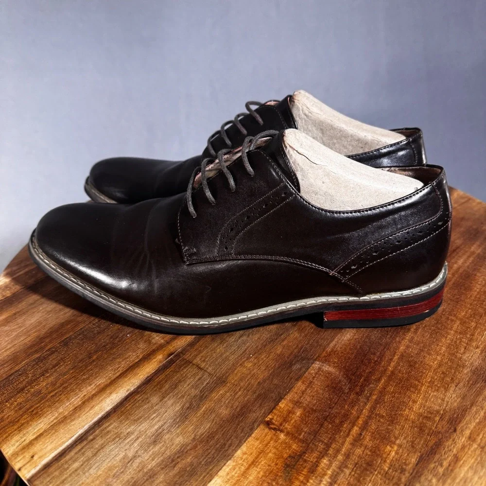 Bruno Marc Prince-16 Mens Dark Brown Derby Dress Shoes Size‎ 10 Brogue Detail